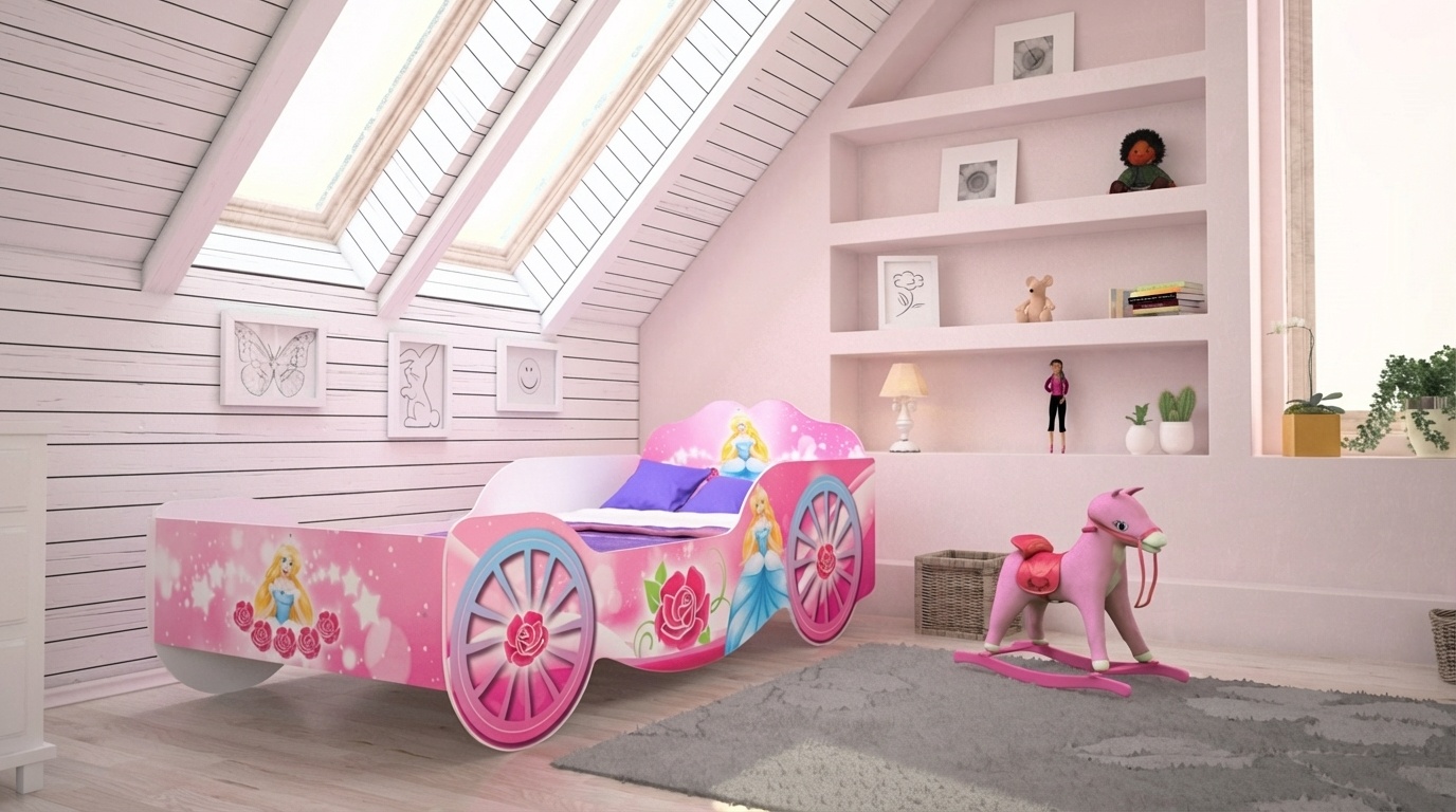 Prinsessen kinderbed koets – roze – 160x80 cm