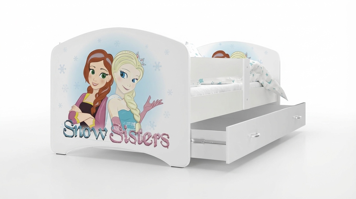 Kinderbed Frozen 90x200cm wit MDF/grenenhout - Met lade