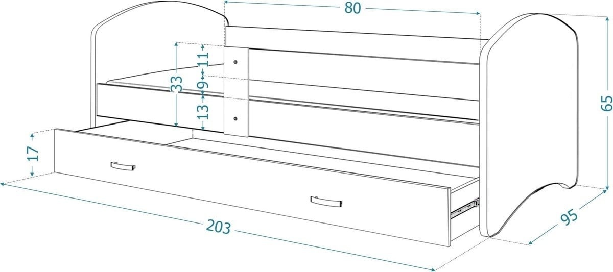 Kinderbed Frozen 90x200cm wit MDF/grenenhout - Met lade
