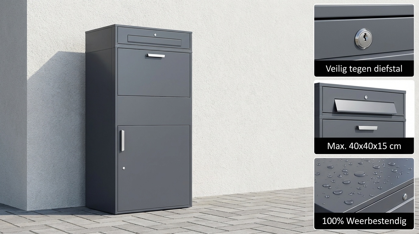 Pakketbrievenbus groot - 150 cm - staal - antraciet