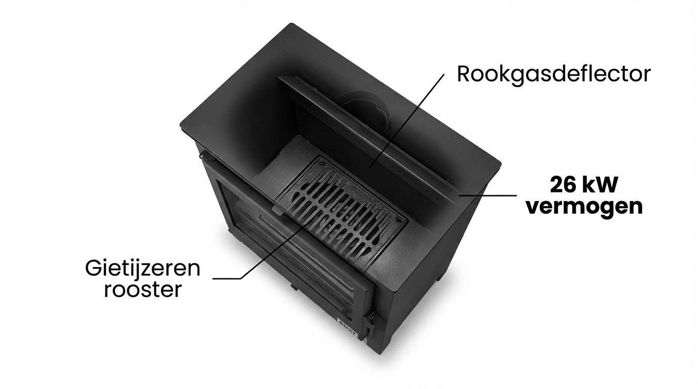 CV Houtkachel - staal - vrijstaand - 26kw