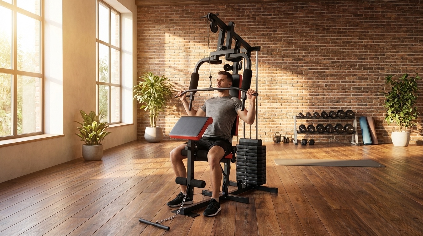 Krachtstation - home gym - met 45 kg gewicht - 138x103x200cm