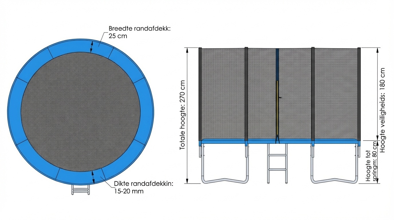 Trampoline - 404 cm - met net & ladder - tot 150 kg