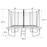 Trampoline rechthoekig - 300x230cm - met veiligheidsnet - blauw