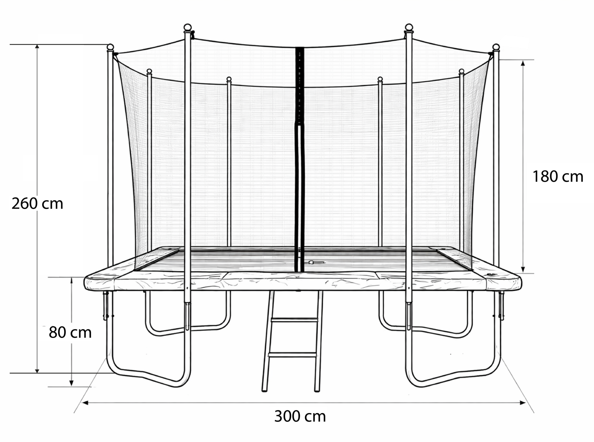Trampoline rechthoekig - 300x230cm - met veiligheidsnet - blauw