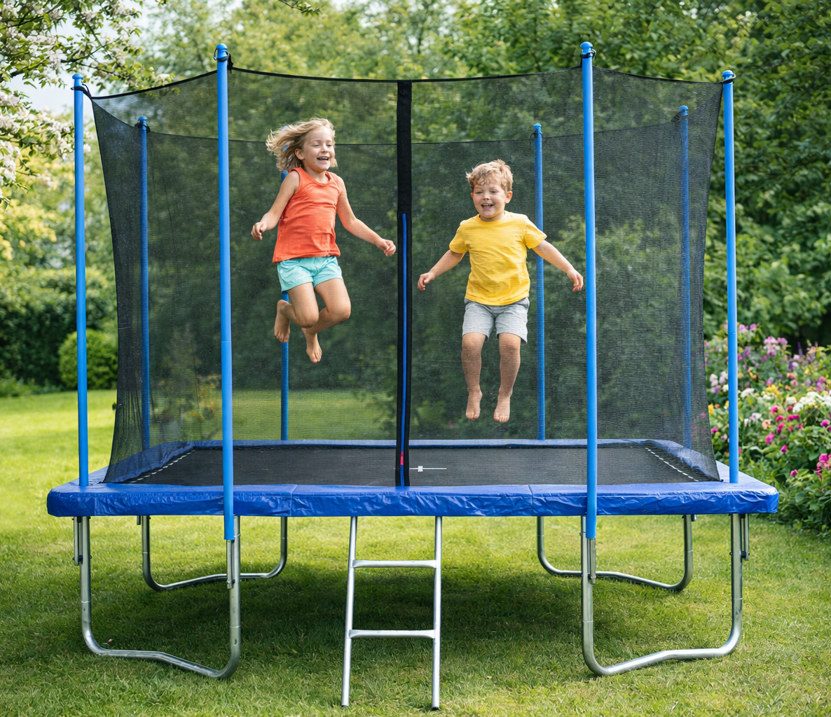 Trampoline rechthoekig - 300x230cm - met veiligheidsnet - blauw