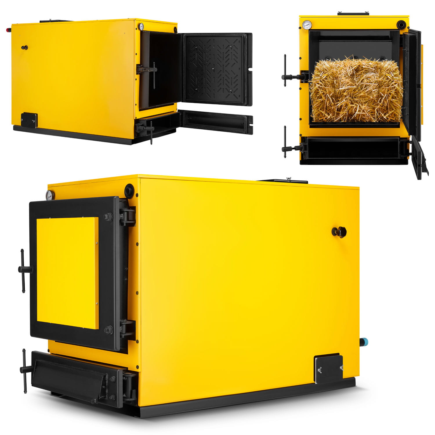 Biomassaketel - 40 kW - watermantel - hout en stro - geel