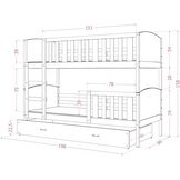 Stapelbed-kind-200x90cm-wit-inclusief matrassen