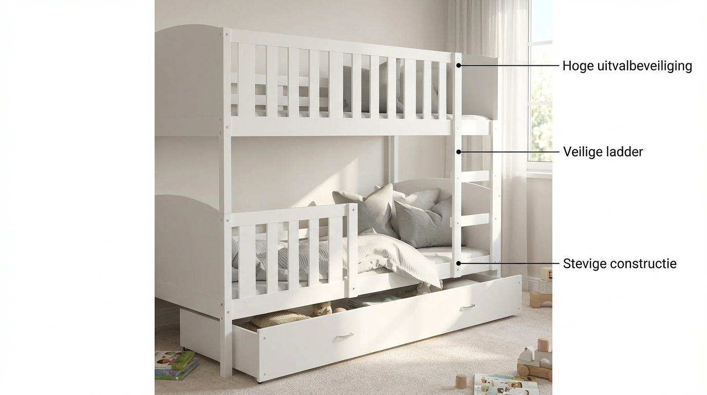 Stapelbed-kind-200x90cm-wit-inclusief matrassen