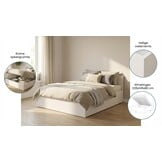2 persoons bed 140x200 cm - wit - zonder matras - opklapbare bodem - schoonmaak vriendelijk
