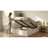 2 persoons bed 140x200 cm - wit - zonder matras - opklapbare bodem - schoonmaak vriendelijk
