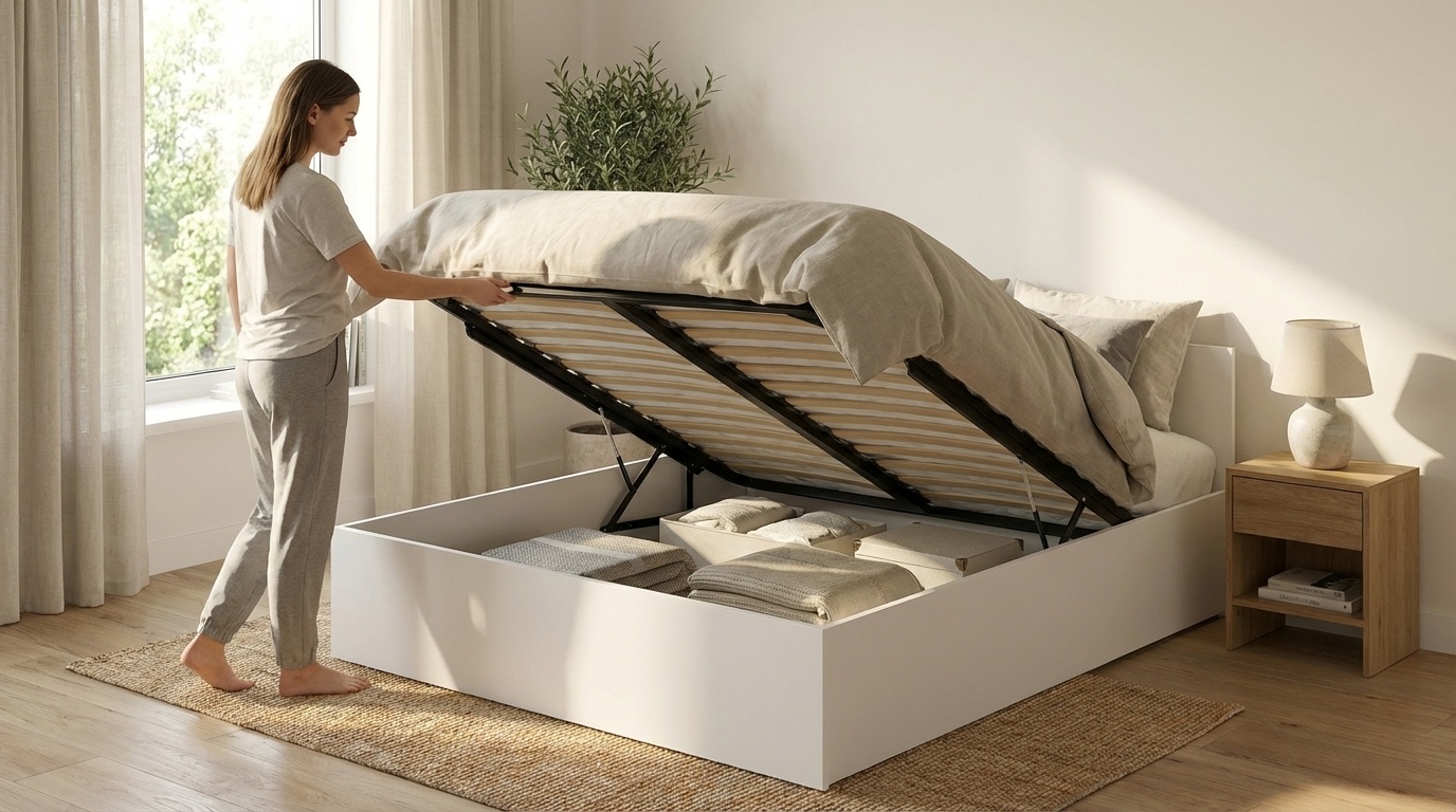 2 persoons bed 140x200 cm - wit - zonder matras - opklapbare bodem - schoonmaak vriendelijk