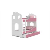 Stapelbed voor kinderen - 180x80 cm - met lade - wit roze