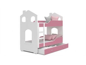 Stapelbed voor kinderen - 180x80 cm - met lade - wit roze