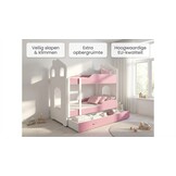 Stapelbed voor kinderen - 180x80 cm - met lade - wit roze