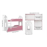 Stapelbed voor kinderen - 180x80 cm - met lade - wit roze