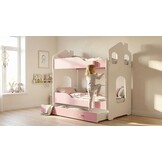 Stapelbed voor kinderen - 180x80 cm - met lade - wit roze