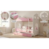 Stapelbed voor kinderen - 180x80 cm - met lade - wit roze