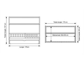 Huisbed 80x160 cm grenen kinderbed met lade