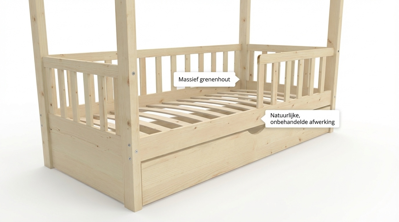 Huisbed 80x160 cm grenen kinderbed met lade