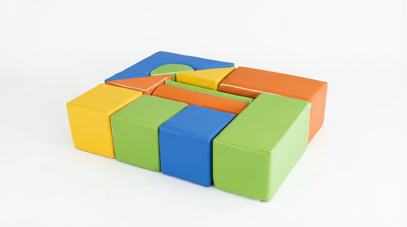 Foam blokken - soft play - 15 stuks - groen geel oranje blauw