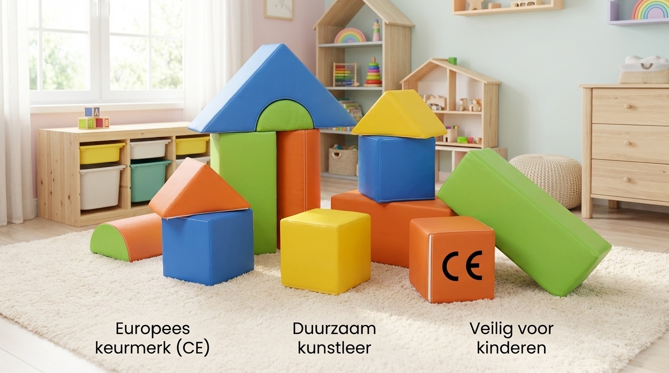 Foam blokken - soft play - 15 stuks - groen geel oranje blauw