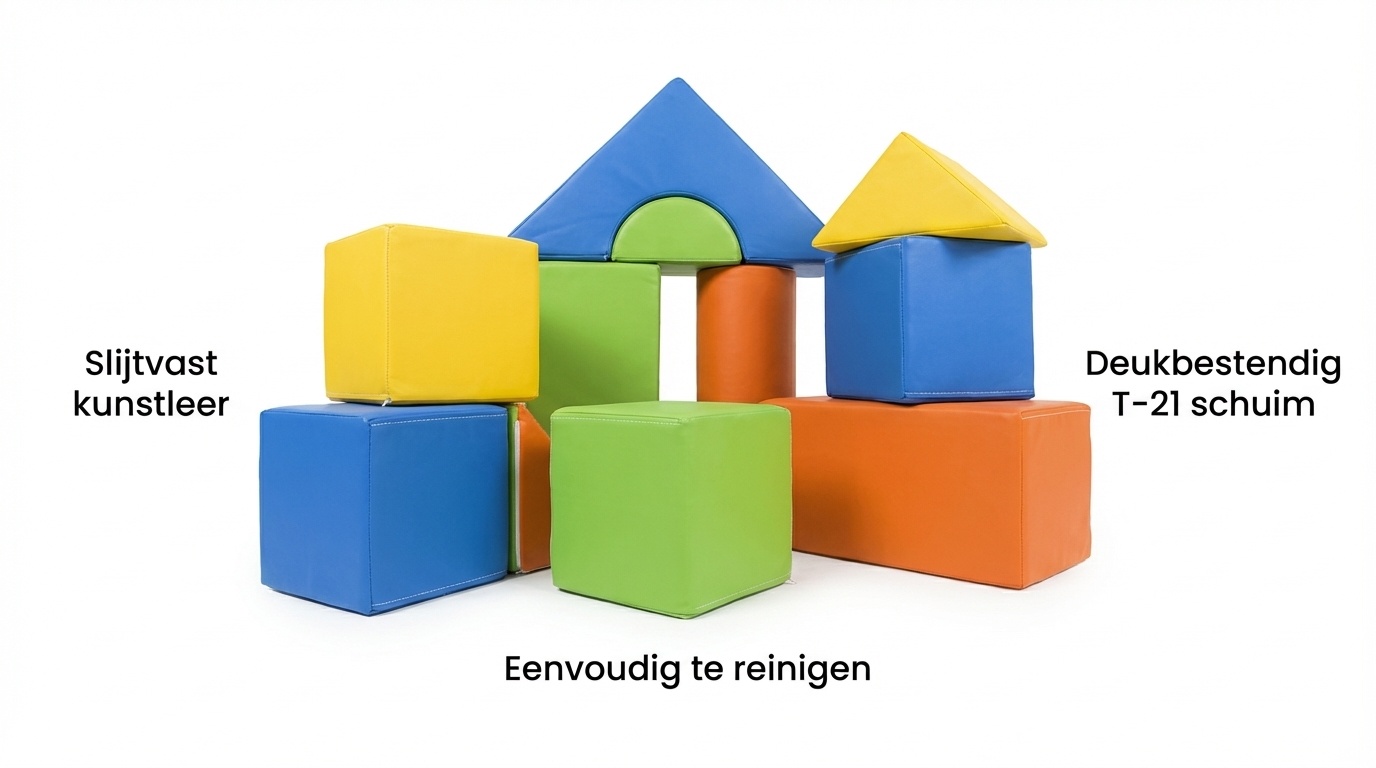 Foam blokken - soft play - 15 stuks - groen geel oranje blauw
