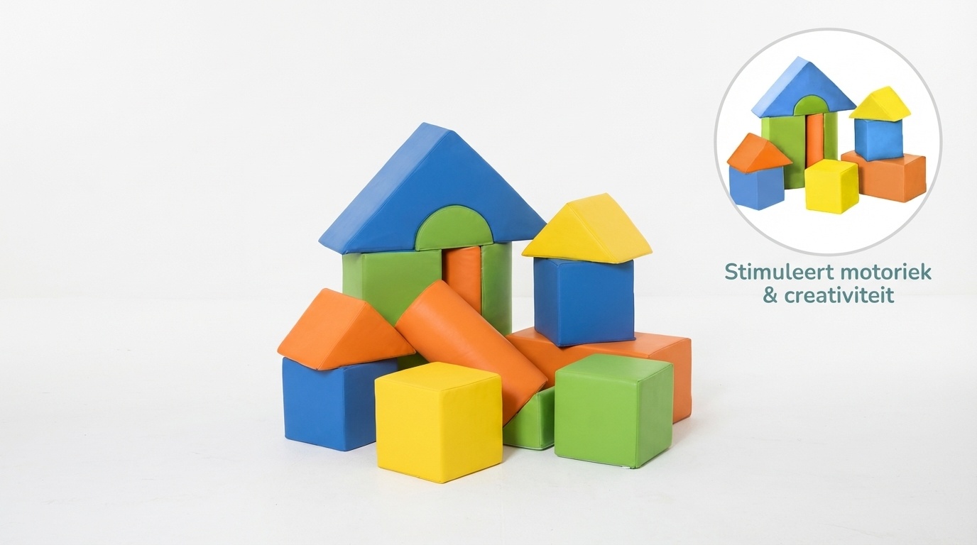 Foam blokken - soft play - 15 stuks - groen geel oranje blauw