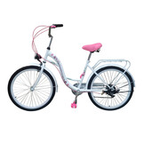 Kinderfiets - meisjesfiets 24 inch - 7 versnellingen - wit roze