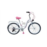 Kinderfiets - meisjesfiets 24 inch - 7 versnellingen - wit roze