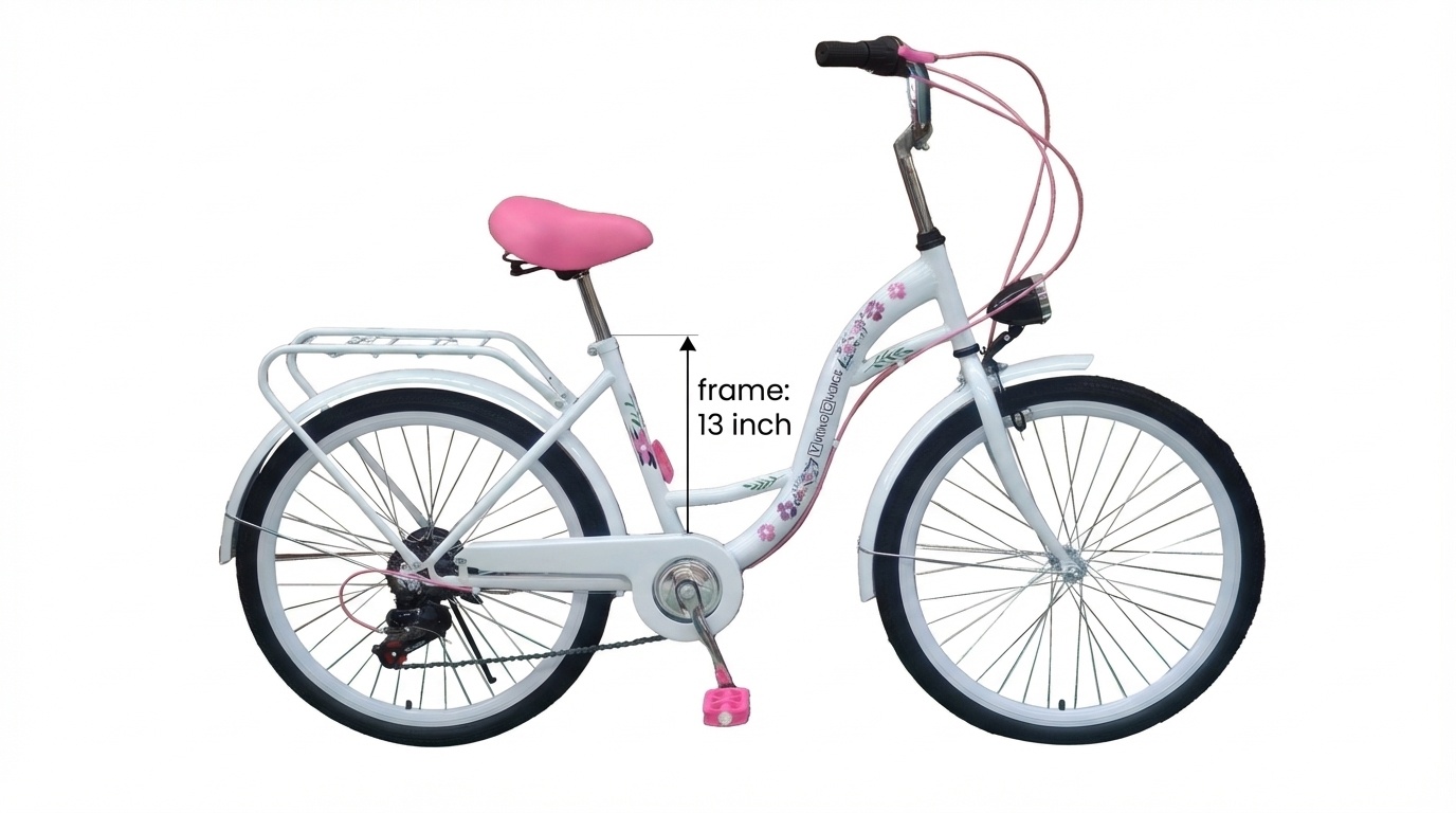 Kinderfiets - meisjesfiets 24 inch - 7 versnellingen - wit roze