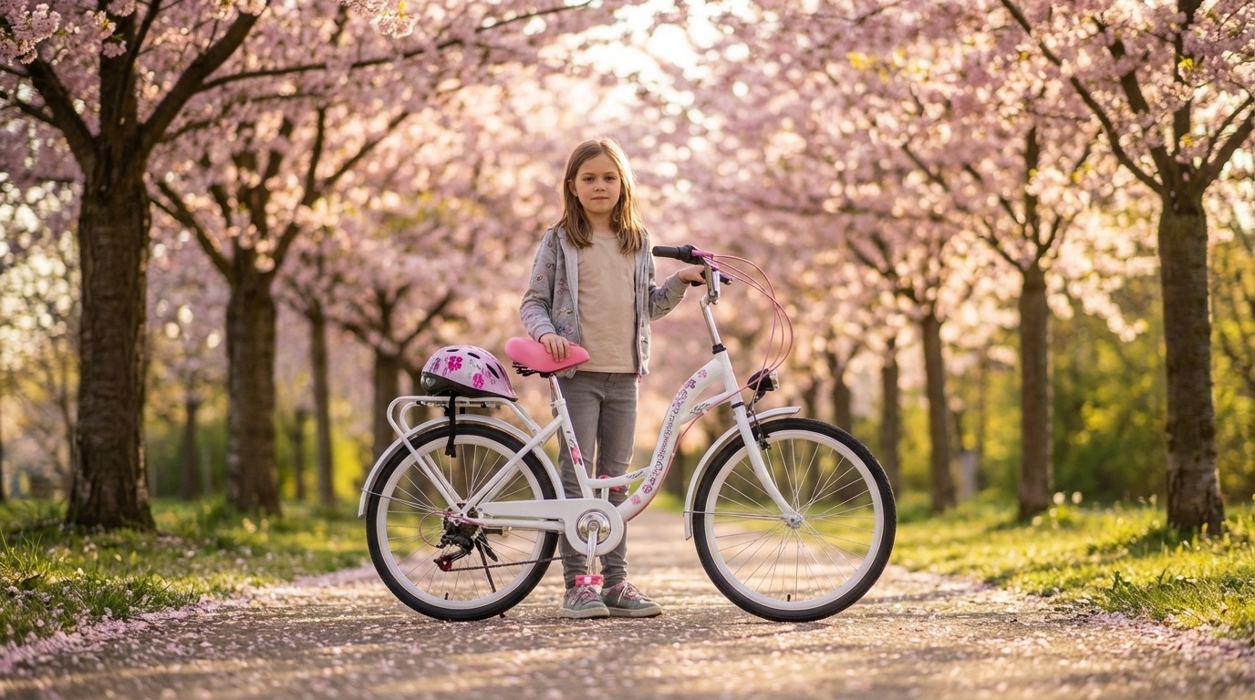 Kinderfiets - meisjesfiets 24 inch - 7 versnellingen - wit roze