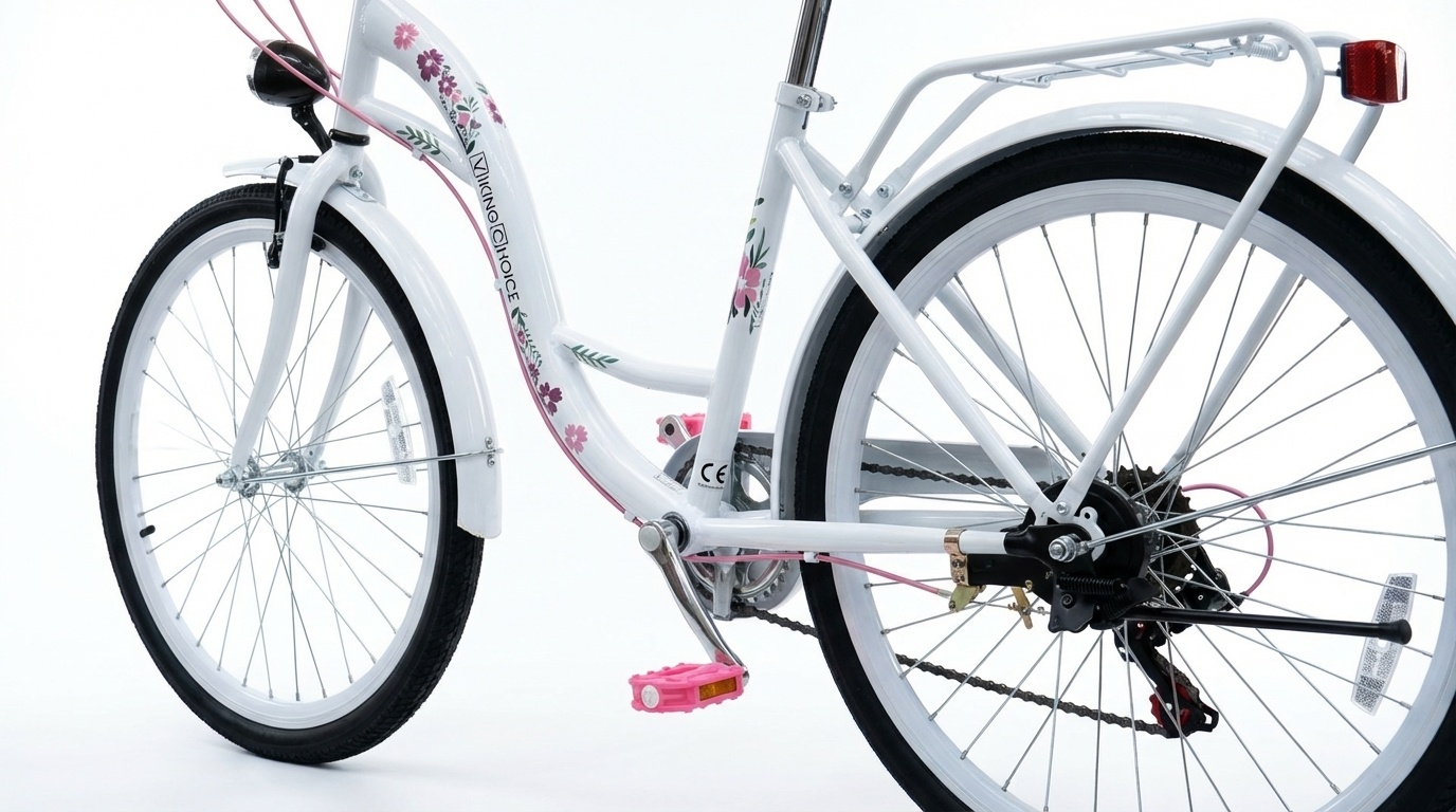 Kinderfiets - meisjesfiets 24 inch - 7 versnellingen - wit roze