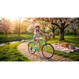 Meisjesfiets 26 inch - 7 versnellingen - mintgroen met roze