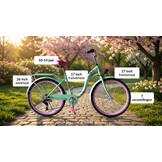 Meisjesfiets 26 inch - 7 versnellingen - mintgroen met roze