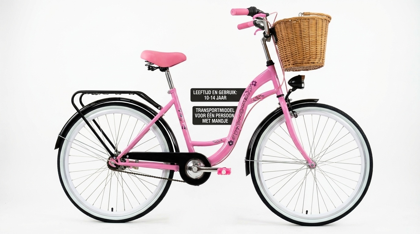 Fiets voor meisje - meisjesfiets 26 inch - roze
