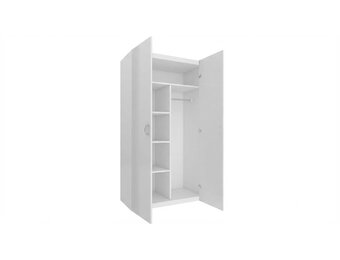 Kledingkast - 2 deuren - 90x190x50 cm - 5 schappen - wit