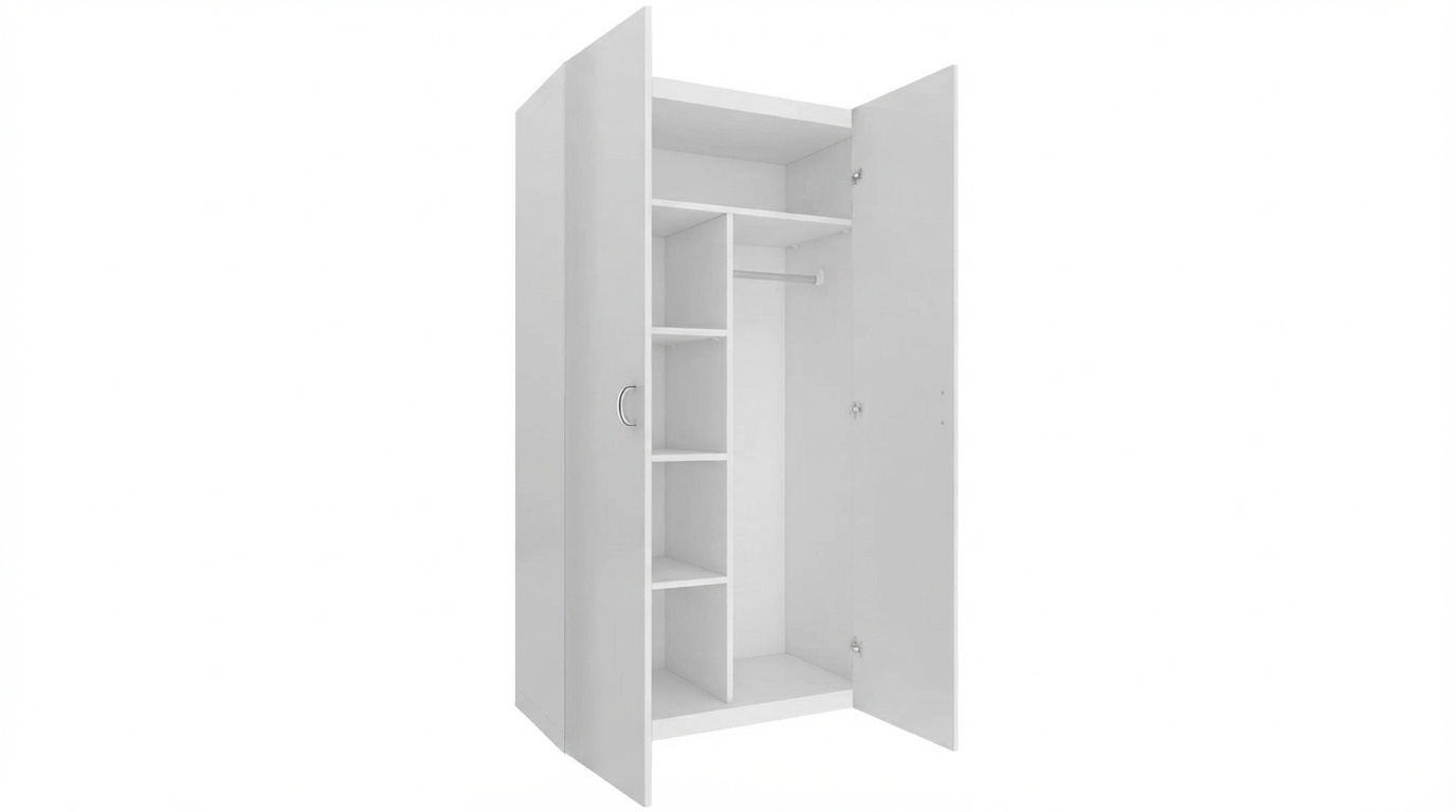 Kledingkast - 2 deuren - 90x190x50 cm - 5 schappen - wit