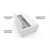 Kledingkast - 2 deuren - 90x190x50 cm - 5 schappen - wit