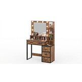 Kaptafel - met spiegel en licht - 92x40x143,5 cm - industrieel