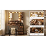 Kaptafel - met spiegel en licht - 92x40x143,5 cm - industrieel