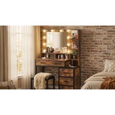 Kaptafel - met spiegel en licht - 92x40x143,5 cm - industrieel