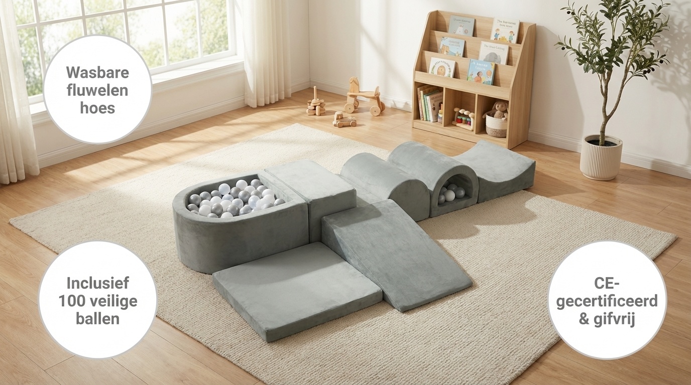 Foam speelset - 7-delig - met ballenbak en 100 ballen - grijs
