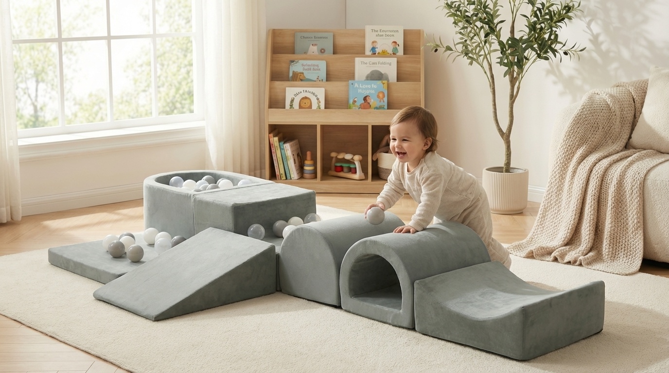 Foam speelset - 7-delig - met ballenbak en 100 ballen - grijs