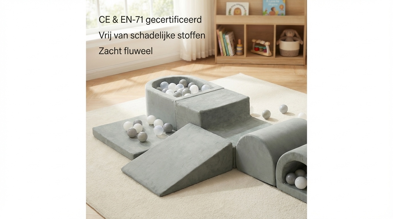 Foam speelset - 7-delig - met ballenbak en 100 ballen - grijs