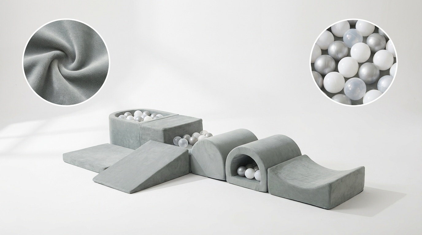 Foam speelset - 7-delig - met ballenbak en 100 ballen - grijs