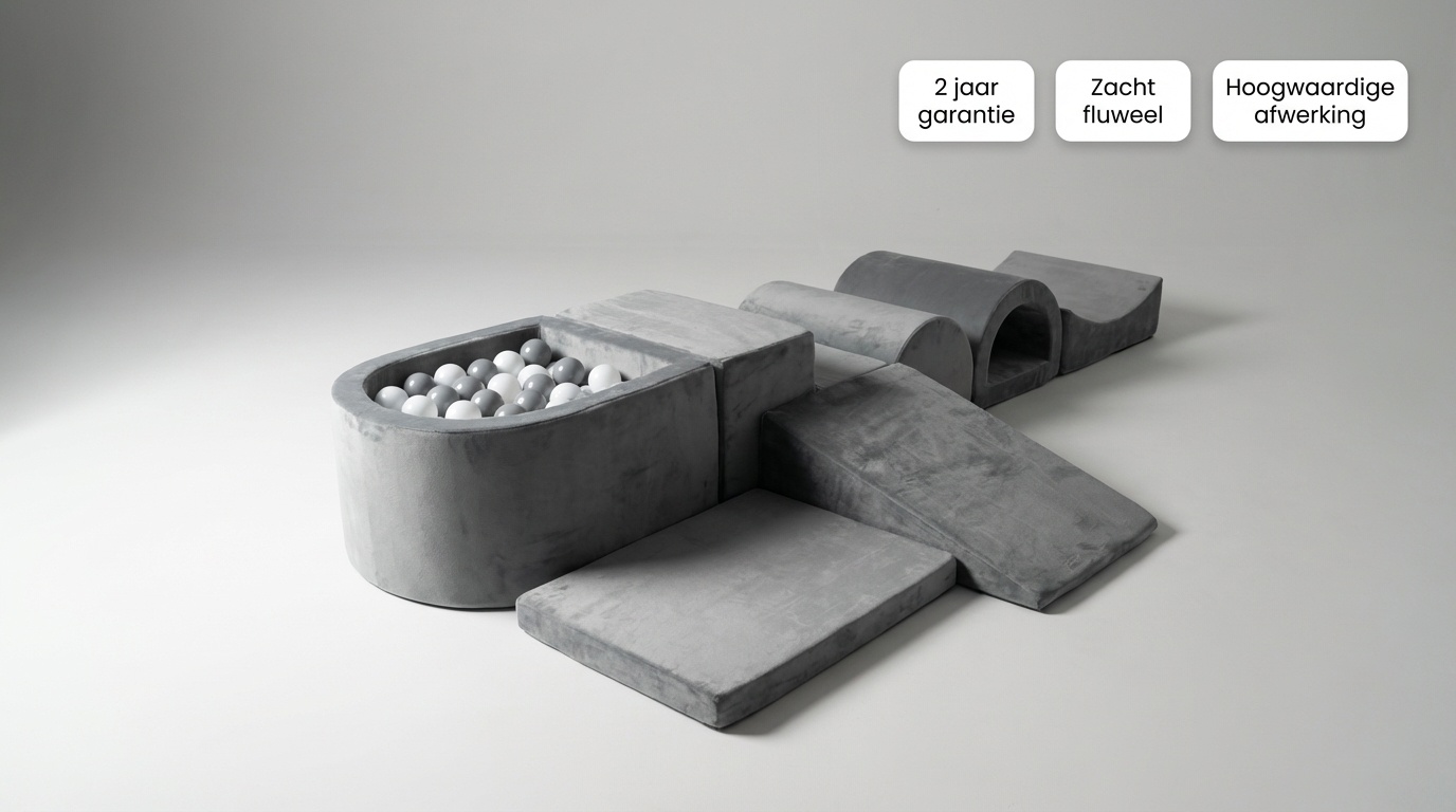 Foam speelset - 7-delig - met ballenbak en 100 ballen - grijs