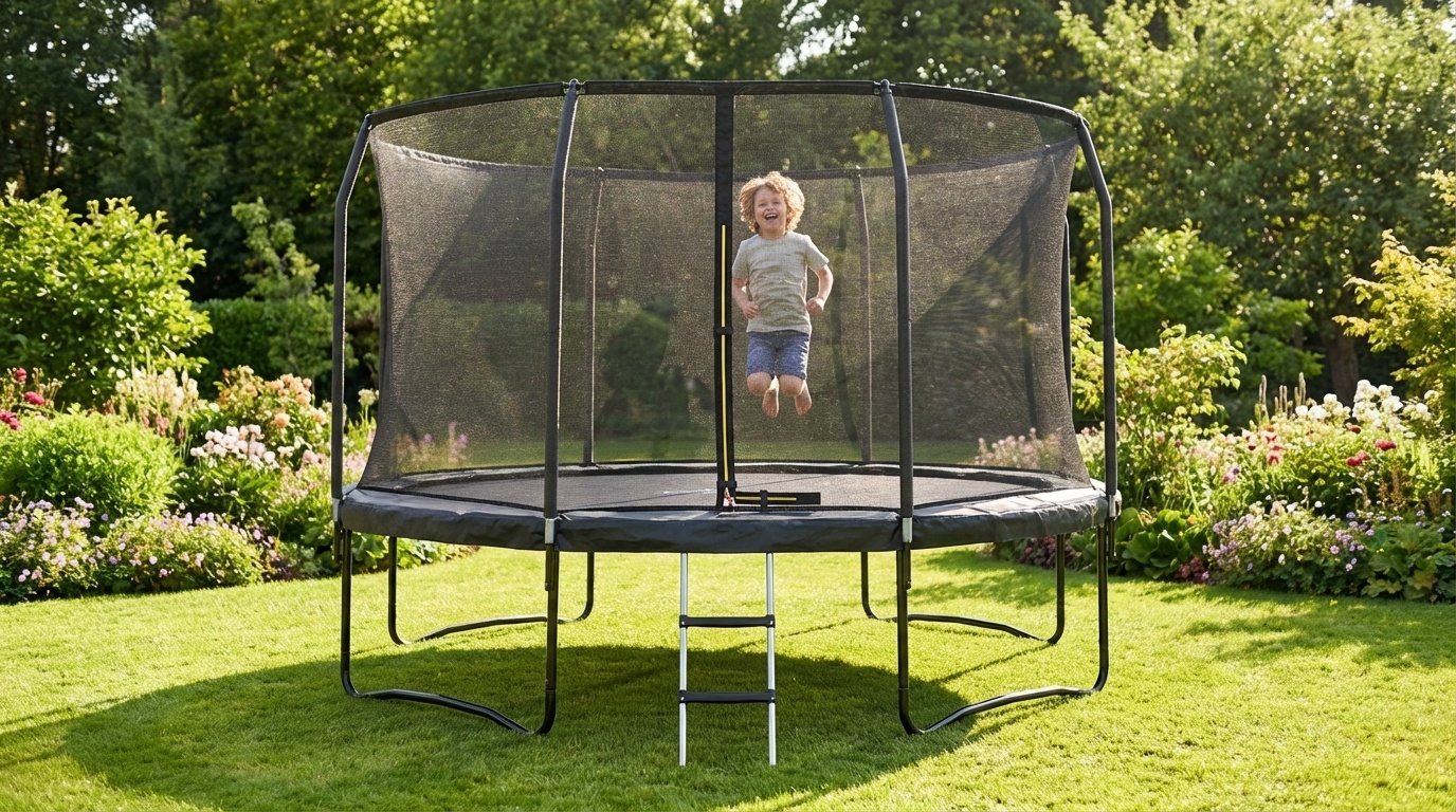 Trampoline - 244 cm - met net en ladder - tot 50 kg - zwart