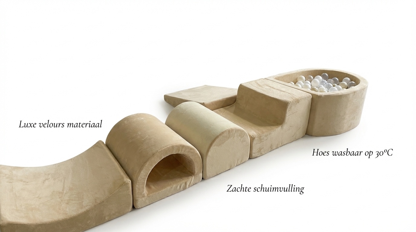 Foam speelset - 7-delig - met ballenbak en 100 ballen - beige