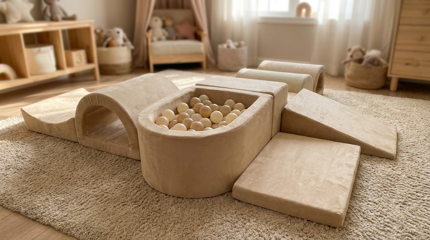 Foam speelset - 7-delig - met ballenbak en 100 ballen - beige